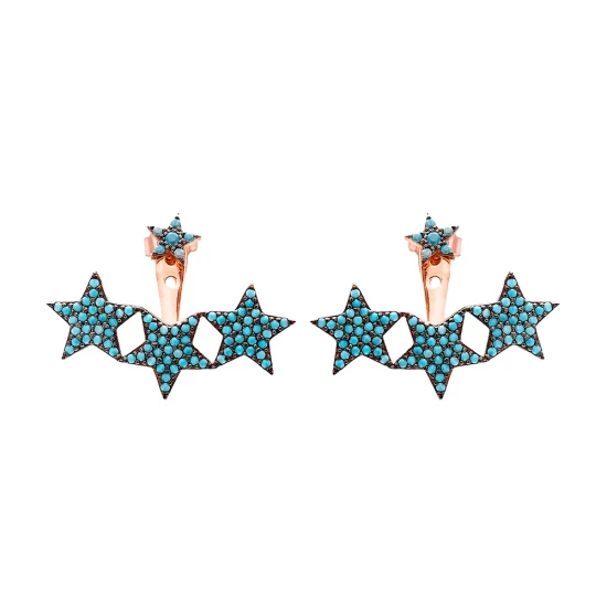 Turkish Micro Turquoise Star Sterling Silver Earrings Turkish Micro Turquoise Star Sterling Silver Earrings