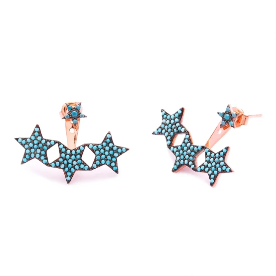 Turkish Micro Turquoise Star Sterling Silver Earrings Turkish Micro Turquoise Star Sterling Silver Earrings