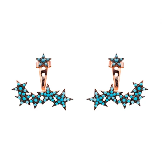 Turkish Micro Turquoise Star 925 Silver Earrings Turkish Micro Turquoise Star 925 Silver Earrings