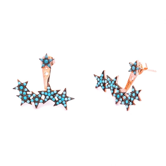 Turkish Micro Turquoise Star 925 Silver Earrings Turkish Micro Turquoise Star 925 Silver Earrings