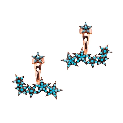 Turkish Micro Turquoise Star 925 Silver Earrings