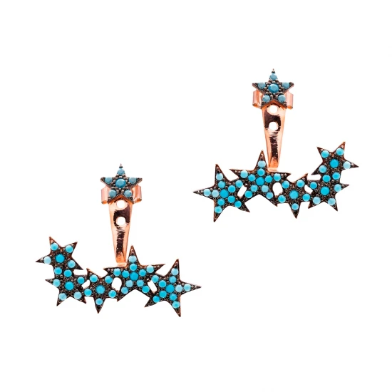 Turkish Micro Turquoise Star 925 Silver Earrings Turkish Micro Turquoise Star 925 Silver Earrings