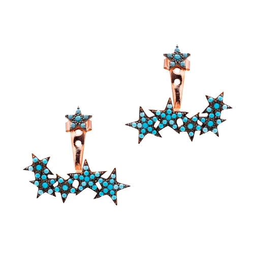 Turkish Micro Turquoise Star 925 Silver Earrings
