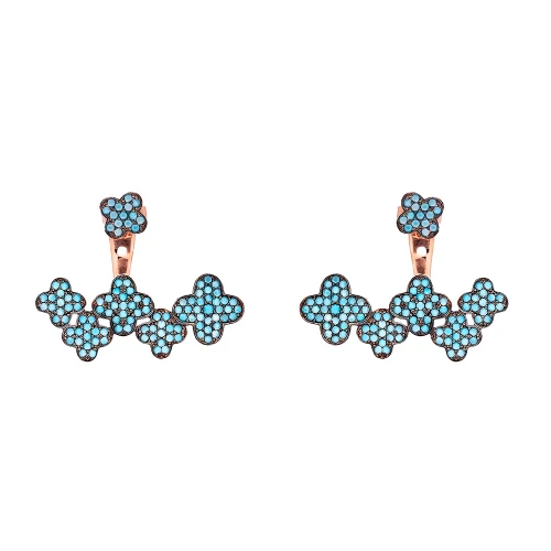 Turkish Micro Turquoise Clover Sterling Silver Earrings