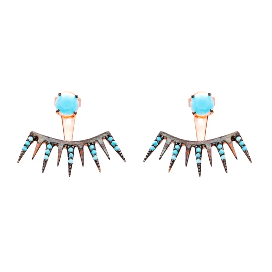 Turkish Micro Turquoise Sterling Silver Earrings | 925 Sterling Silver Wholesale | Sade Silver Turkish Micro Turquoise Sterling Silver Earrings - Sade 925 Silver Jewelry