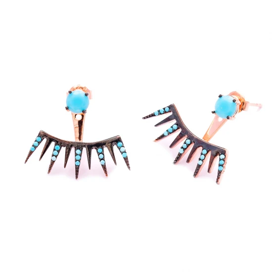 Turkish Micro Turquoise Sterling Silver Earrings | 925 Sterling Silver Wholesale | Sade Silver Turkish Micro Turquoise Sterling Silver Earrings - Sade 925 Silver Jewelry