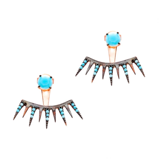 Turkish Micro Turquoise Sterling Silver Earrings | 925 Sterling Silver Wholesale | Sade Silver Turkish Micro Turquoise Sterling Silver Earrings - Sade 925 Silver Jewelry