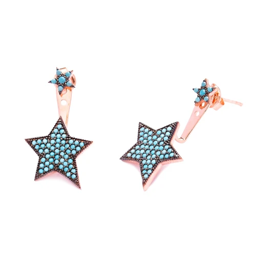 Turkish Micro Turquoise Star Silver Earrings