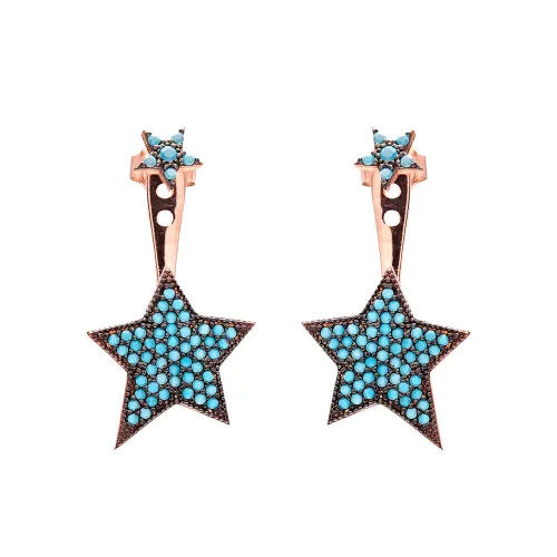 Turkish Micro Turquoise Star Silver Earrings