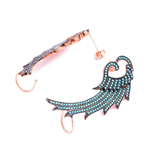 Turkish Micro Turquoise Angel Wing 925 Silver Earrings