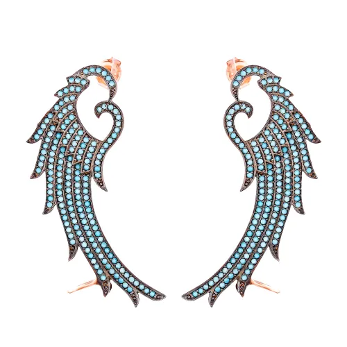 Turkish Micro Turquoise Angel Wing 925 Silver Earrings
