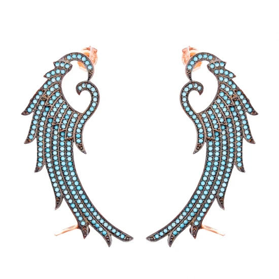 Turkish Micro Turquoise Angel Wing 925 Silver Earrings