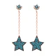 Turkish Micro Turquoise Star Long 925 Silver Earrings