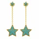 Turkish Micro Turquoise Star Long 925 Silver Earrings