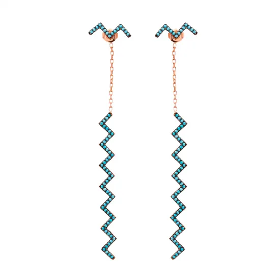 Micro Turquoise Zigzag 925 Long Earrings Micro Turquoise Zigzag 925 Long Earrings