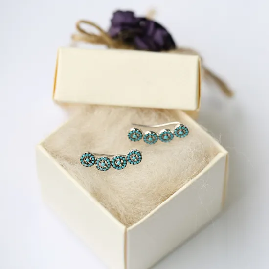 Turkish 925 Sterling Silver Micro Turquoise Earrings Turkish 925 Sterling Silver Micro Turquoise Earrings