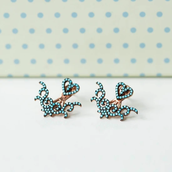 Turkish Micro Turquoise Earrings in Silver | 925 Sterling Silver Wholesale | Sade Silver Turkish Micro Turquoise Earrings in Silver - Sade 925 Silver Jewelry