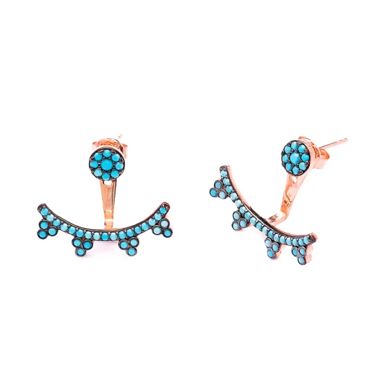Made in Turkey Micro Turquoise Silver Earrings - Sade 925 Silver Jewelry