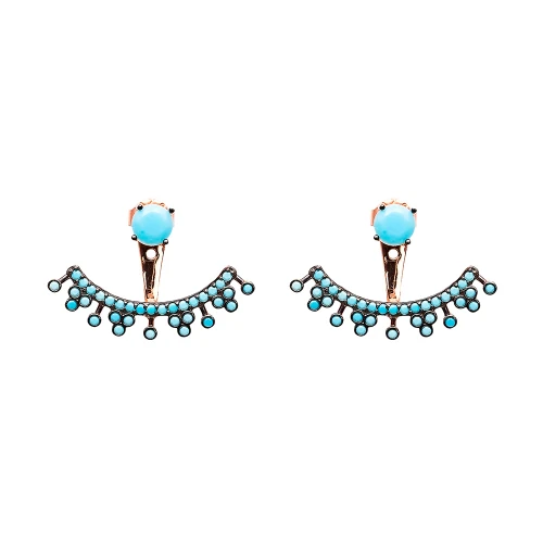 Turkish Handcrafted Micro Turquoise Silver Earrings Turkish Handcrafted Micro Turquoise Silver Earrings