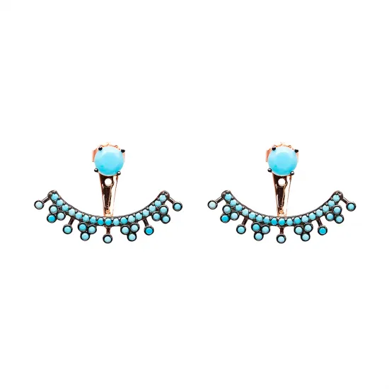 Turkish Handcrafted Micro Turquoise Silver Earrings