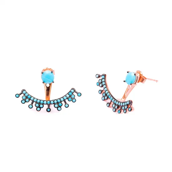 Turkish Handcrafted Micro Turquoise Silver Earrings