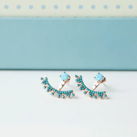 Turkish Handcrafted Micro Turquoise Silver Earrings
