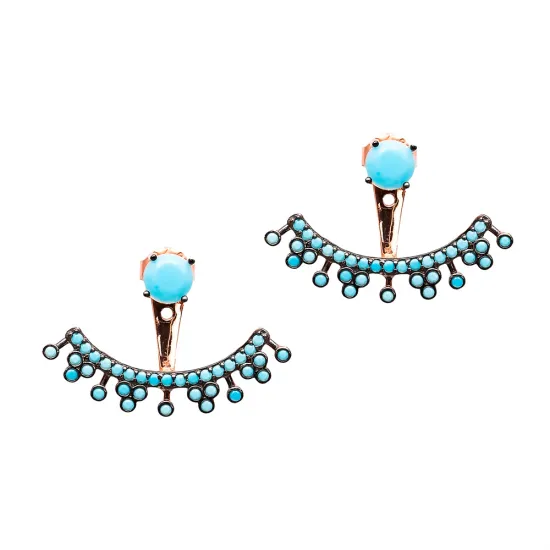 Turkish Handcrafted Micro Turquoise Silver Earrings