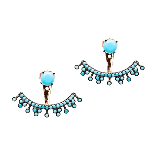 Turkish Handcrafted Micro Turquoise Silver Earrings