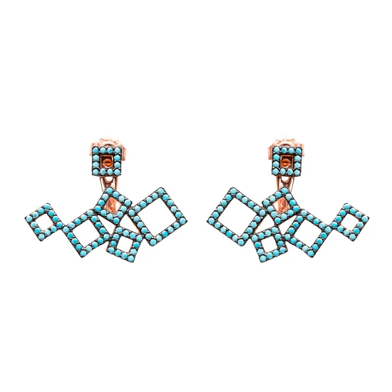 Micro Turquoise Sterling Silver Earrings Made in Turkey