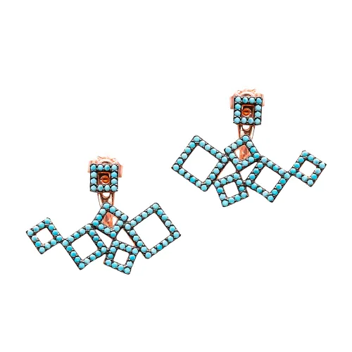 Micro Turquoise Sterling Silver Earrings Made in Turkey