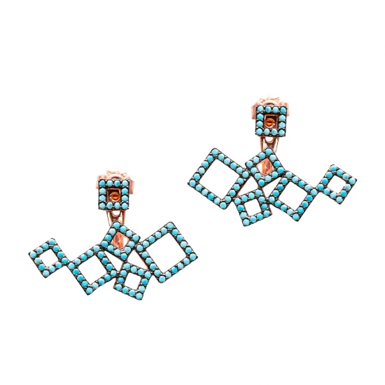 Micro Turquoise Sterling Silver Earrings Made in Turkey