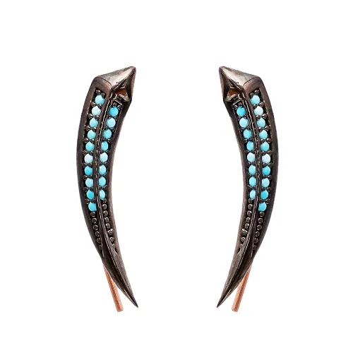 Micro Turquoise 925 Silver Earrings Made in Turkey