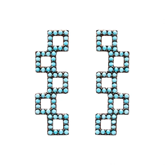 Turkish Wholesale Micro Turquoise Silver Earrings Turkish Wholesale Micro Turquoise Silver Earrings
