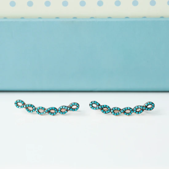 Turkish Handmade Micro Turquoise Silver Earrings