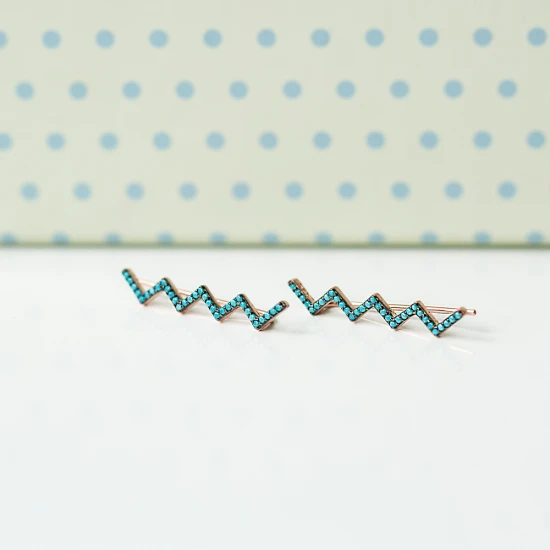 Turkish Micro Turquoise Zigzag Sterling Silver Earrings Turkish Micro Turquoise Zigzag Sterling Silver Earrings