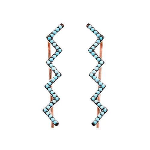 Turkish Micro Turquoise Zigzag Sterling Silver Earrings