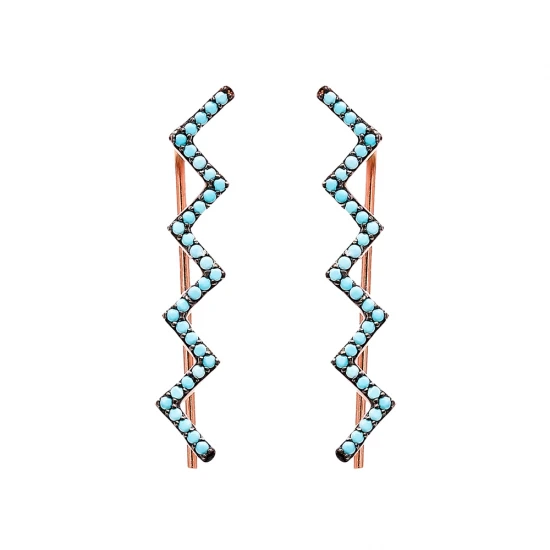 Turkish Micro Turquoise Zigzag Sterling Silver Earrings Turkish Micro Turquoise Zigzag Sterling Silver Earrings