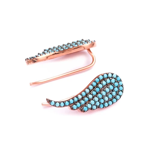 Turkish Micro Turquoise Angel Wing Silver Earrings Turkish Micro Turquoise Angel Wing Silver Earrings