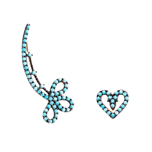 Turkish Heart Micro Turquoise Sterling Silver Earrings