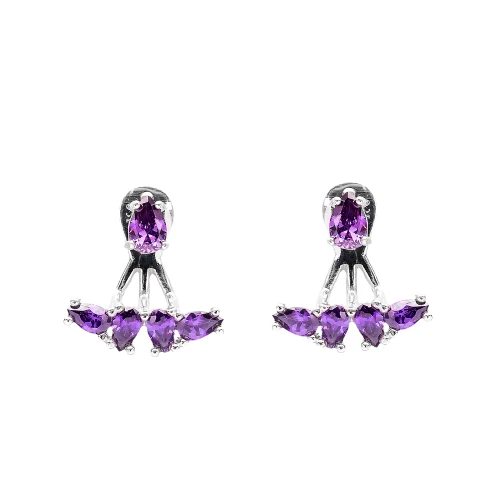 Turkish Purple Marquise Fan CZ 925 Silver Ear Jackets