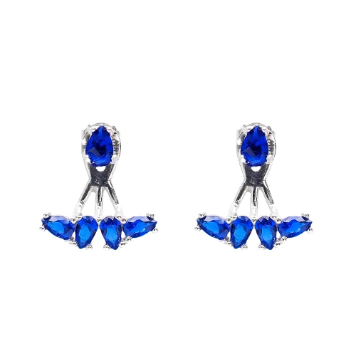 Turkish Blue Marquise Fan CZ 925 Silver Ear Jackets