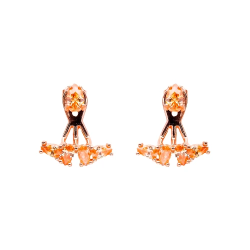 Turkish Orange Marquise Fan Sterling Silver Ear Jackets