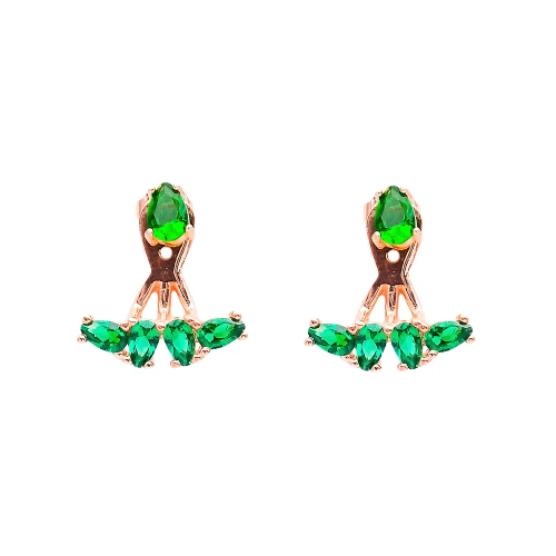 Turkish Green Marquise Fan CZ 925 Silver Ear Jackets