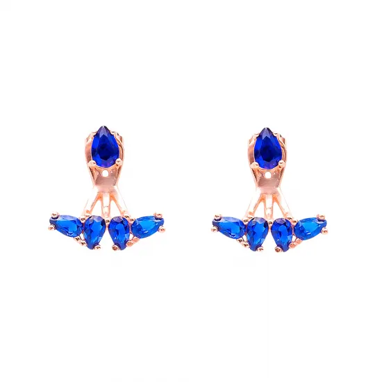 Turkish Blue Marquise Fan CZ Silver Ear Jackets Turkish Blue Marquise Fan CZ Silver Ear Jackets