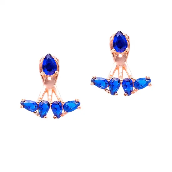 Turkish Blue Marquise Fan CZ Silver Ear Jackets Turkish Blue Marquise Fan CZ Silver Ear Jackets