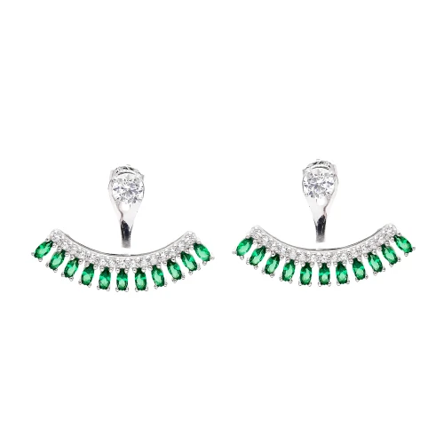 Turkish Green Fringe CZ 925 Sterling Silver Ear Jackets