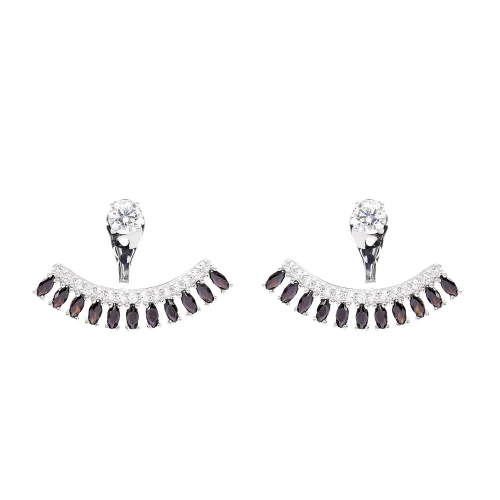 Turkish Black Fringe CZ 925 Sterling Silver Ear Jackets