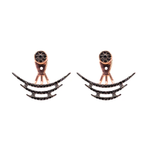 Turkish Black Triple Arc CZ Sterling Silver Ear Jackets