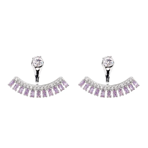 Turkish Pink Fringe CZ 925 Sterling Silver Ear Jackets