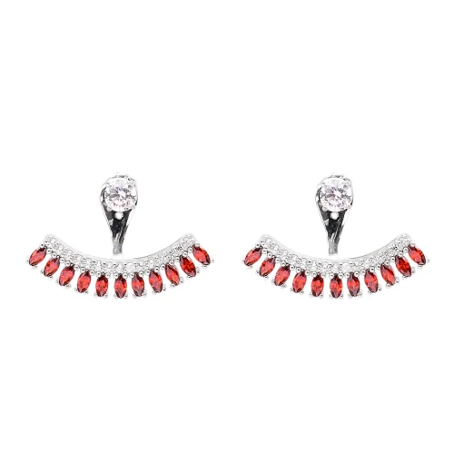 Turkish Red Fringe CZ 925 Sterling Silver Ear Jackets